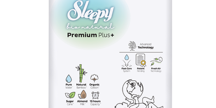 Sleepy Baby Nappies Size 5 Junior 11–20kg 1 x 58pcs Sleepy Bio Natural – soft eco-friendly baby diapers product image
