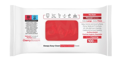 SLEEPY Easy Clean Cherry Blossoom Multi Surface Cleaning Wipes 6 x 100pcs