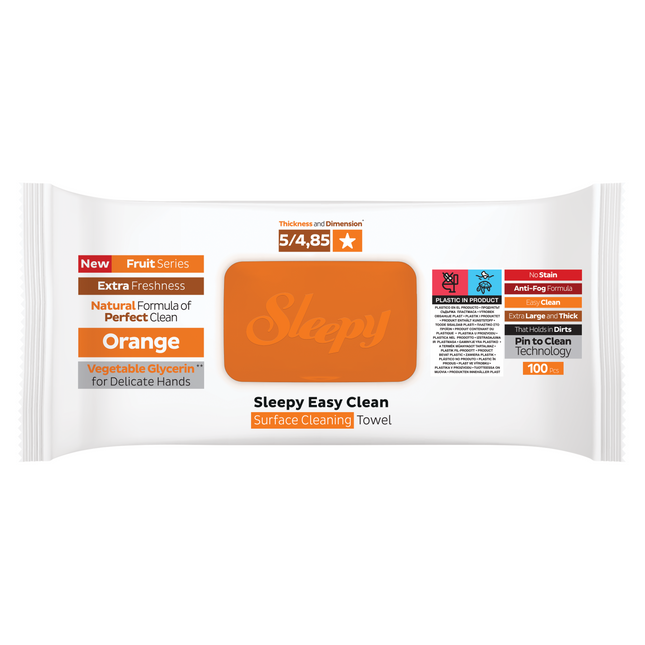 SLEEPY Easy Clean Orange Scented Multi Surface Cleaning Wipes – (6 Packs x 100 Wipes)
