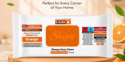 Sleepy Easy Clean Orange multi-surface cleaning wipes pack 3 — UK wholesale 6 x 100 pcs case