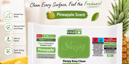 SLEEPY Easy Clean Pineapple Scented Multi Surface Cleaning Wipes – (6 Packs x 100 Wipes)