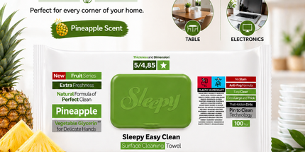SLEEPY Easy Clean Pineapple Scented Multi Surface Cleaning Wipes – (6 Packs x 100 Wipes)