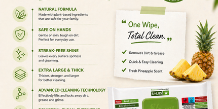 SLEEPY Easy Clean Pineapple Scented Multi Surface Cleaning Wipes – (6 Packs x 100 Wipes)