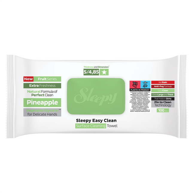 SLEEPY Easy Clean Pineapple Scented Multi Surface Cleaning Wipes – (6 Packs x 100 Wipes)