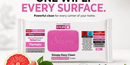 SLEEPY Easy Clean Pomelo Scented Multi Surface Cleaning Wipes – (6 Packs x 100 Wipes)