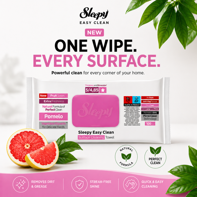 SLEEPY Easy Clean Pomelo Scented Multi Surface Cleaning Wipes – (6 Packs x 100 Wipes)