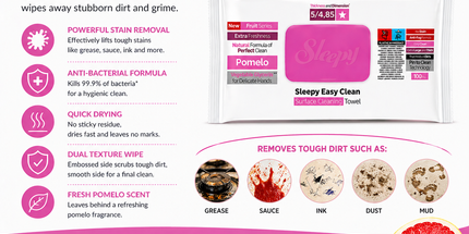 SLEEPY Easy Clean Pomelo Scented Multi Surface Cleaning Wipes – (6 Packs x 100 Wipes)