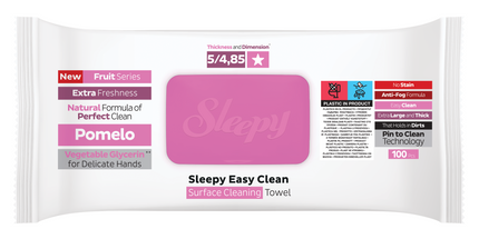 SLEEPY Easy Clean Pomelo Scented Multi Surface Cleaning Wipes – (6 Packs x 100 Wipes)
