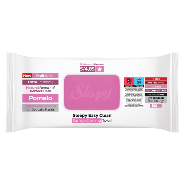 SLEEPY Easy Clean Pomelo Scented Multi Surface Cleaning Wipes – (6 Packs x 100 Wipes)