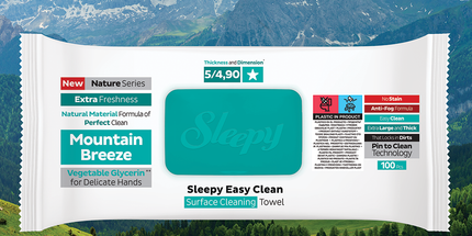 Sleepy Easy Clean Mountain Breeze multi-surface cleaning wipes pack reverse — UK wholesale trade buyers