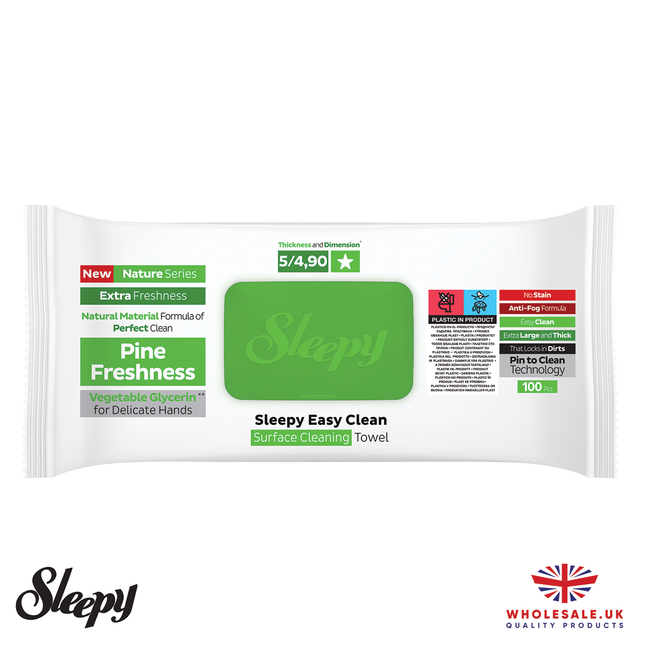 SLEEPY Easy Clean Pine Freshness Scented Multi Surface Cleaning Wipes – (6 Packs x 100 Wipes)