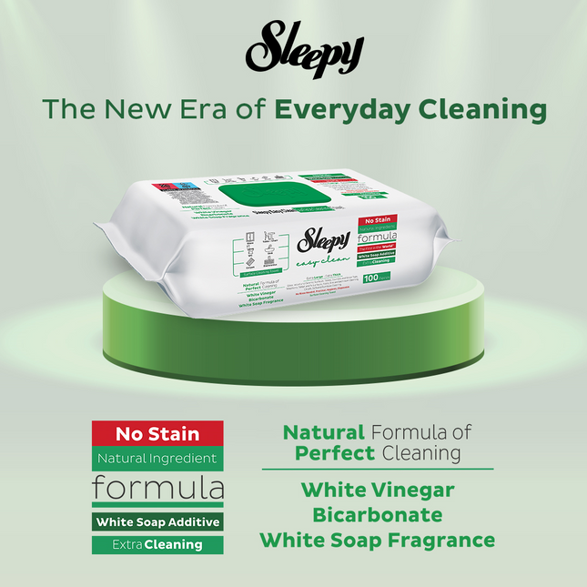 SLEEPY Easy Clean White Soap Scented Multi Surface Cleaning Wipes – 6 Packs x 100 Wipes