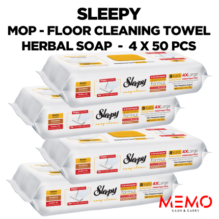 Sleepy Mop Floor Cleaning Towel - Herbal Soap 50pcs x 4 Packs
